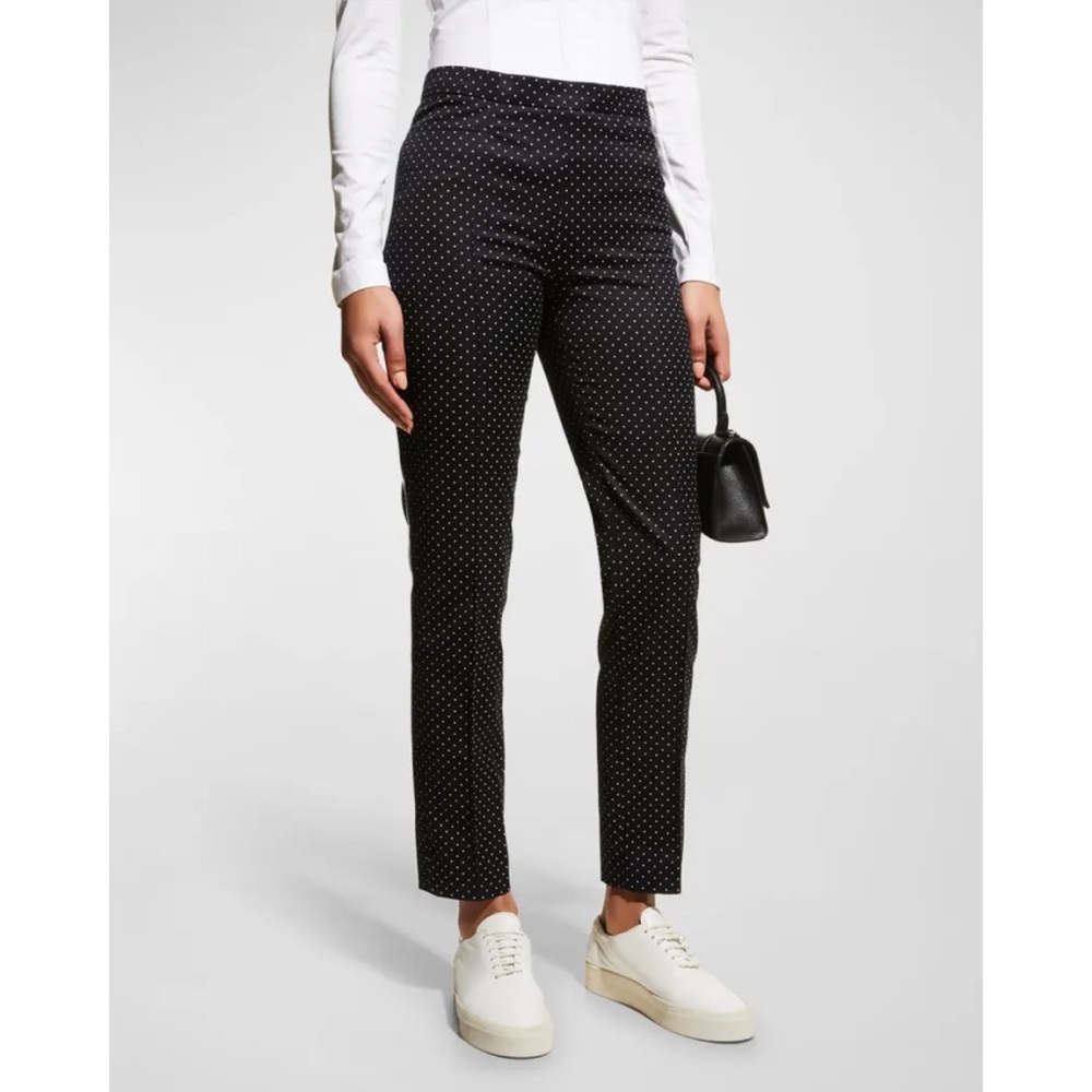 🛍️Akris Punto Franca Slim Straight Cotton Stretch Pants Polka Dot Ankle Length